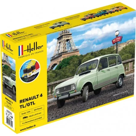 Heller 56759, Renault 4L, set con pinturas, pegamento y pincel, escala 1/24