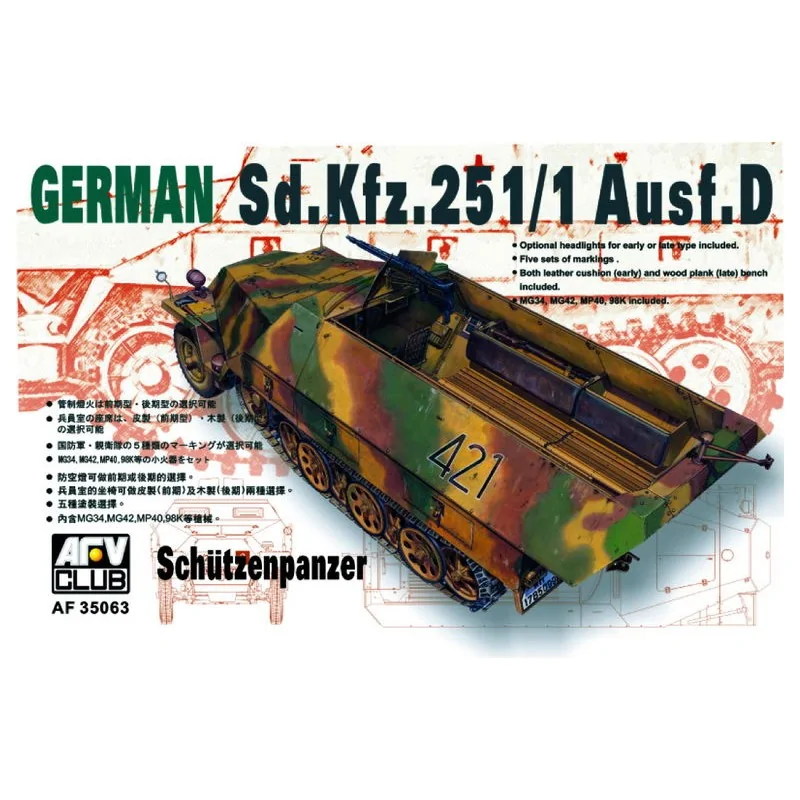 AFV35063 Sdkfz251 D/1 Half Truck Schutzenpanzer ESCALA:1/35