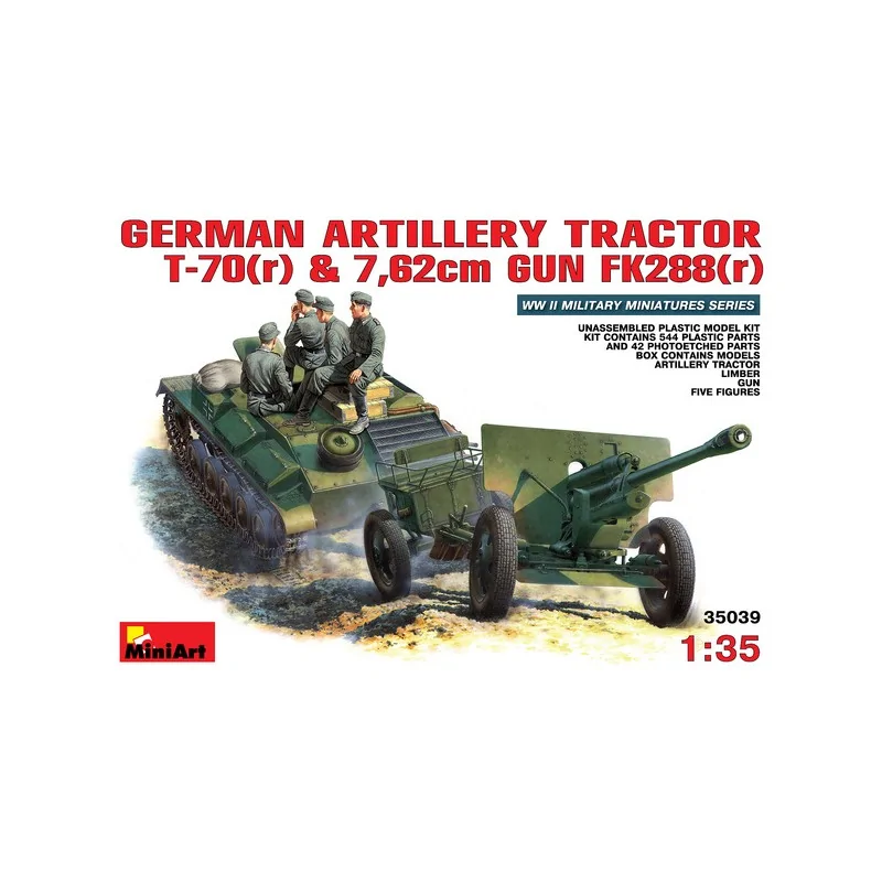 German artillery tractor T-70(r) and 7,62cm FK 288(r) with Crew