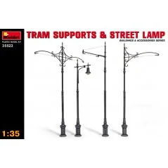 Tram supports and street lamp