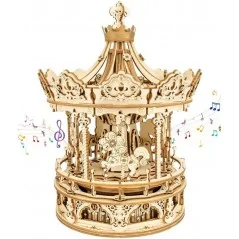 Romantic Carousel Mechanical Music Box 3D Wooden Puzzle